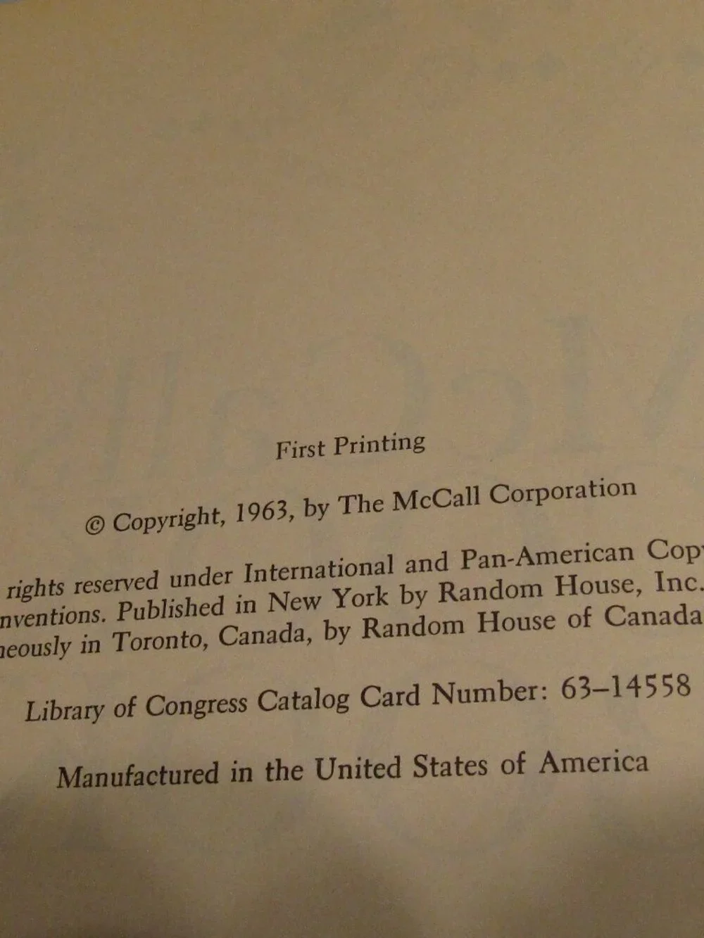Stated First Printing 1963 McCALL'S COOKBOOK Complete Step by Step Cooking w/Pic